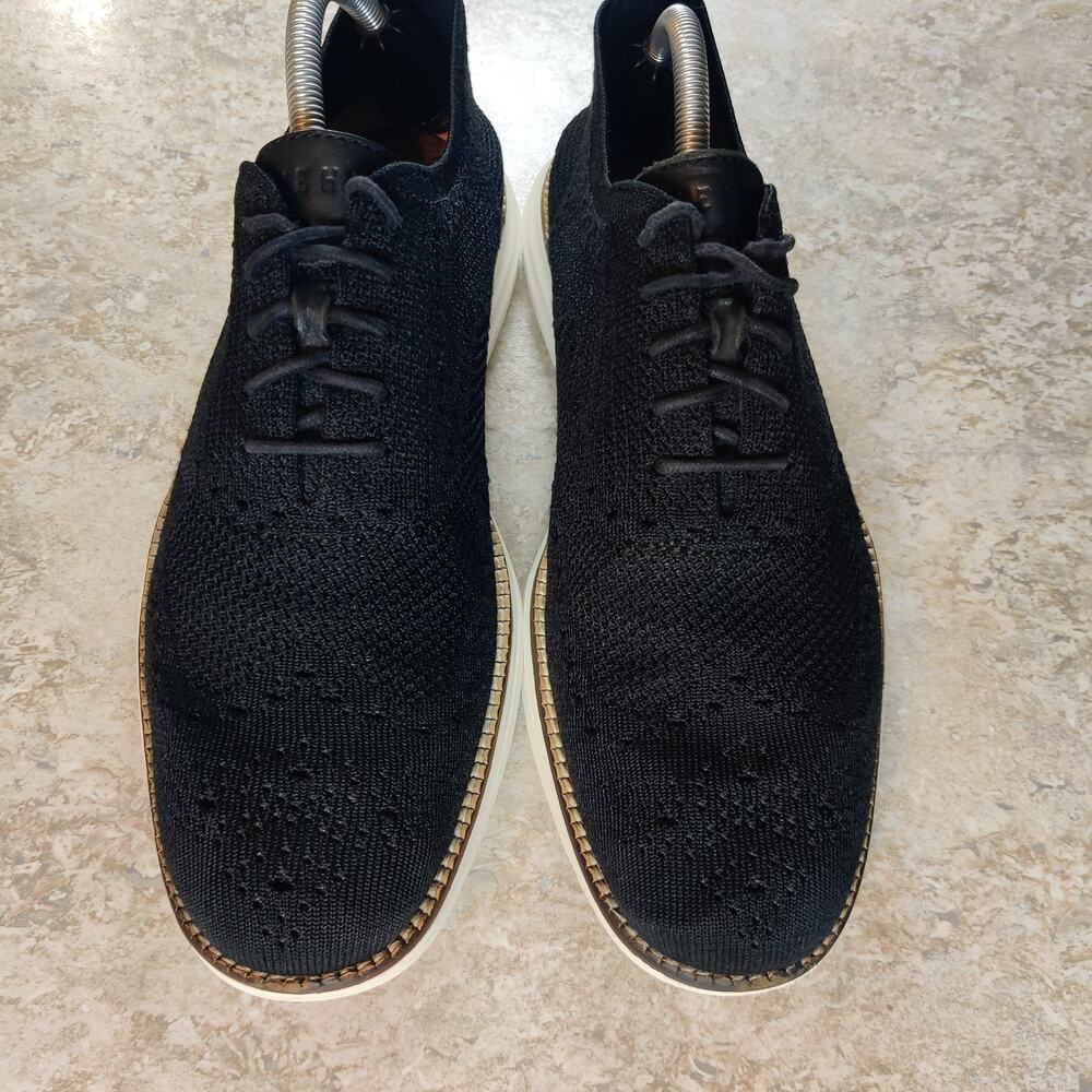 Cole Haan Mens 9.5 M Original Grand Knit Wingtip II Black Ivory C27959 - Picture 5 of 9